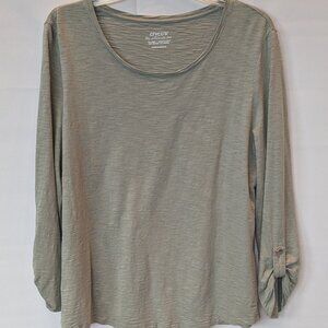 Chico's Sage Green Ultimate Roll-tab Long SleeveTee